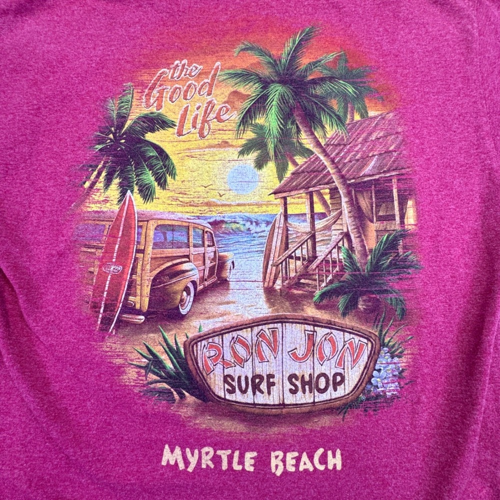 Ron Jon Surf Shop Shirt Men's Large Myrtle Beach Graphic Tropical Beach‎ Scene